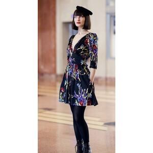 Trashy Diva Babydoll Mini Dress Midnight Garden Women Size 18 NWT Pinup Floral